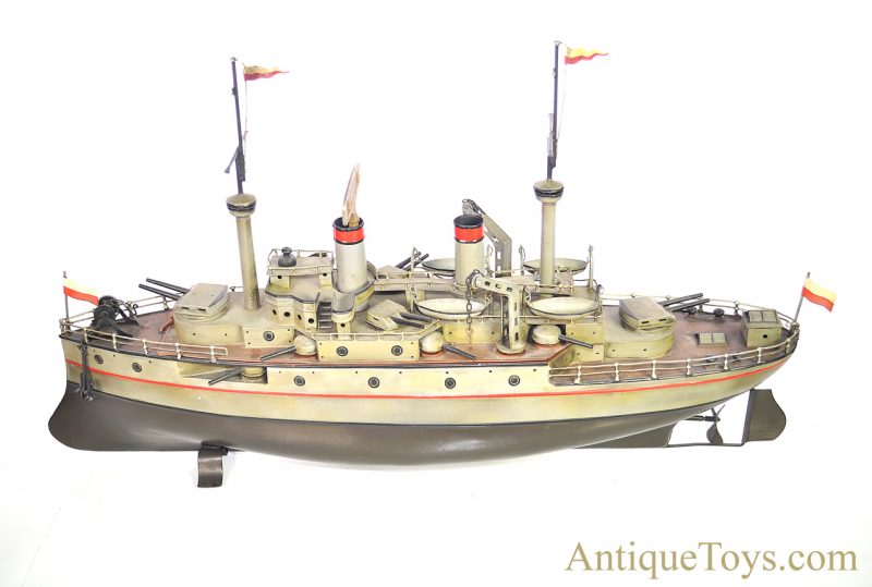Fleischmann-Carette Hand Painted Tin Windup Battleship German Boat <FONT COLOR="ff000 ">*SOLD*</font> - Image 3