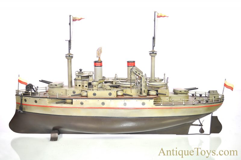 Fleischmann-Carette Hand Painted Tin Windup Battleship German Boat <FONT COLOR="ff000 ">*SOLD*</font> - Image 2