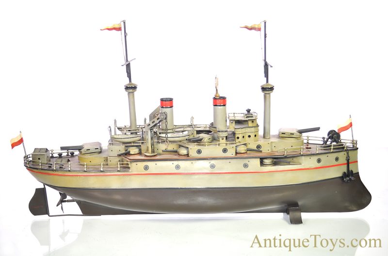 Fleischmann-Carette Hand Painted Tin Windup Battleship German Boat <FONT COLOR="ff000 ">*SOLD*</font>