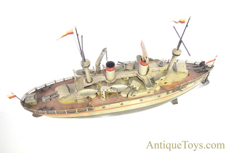 Fleischmann-Carette Hand Painted Tin Windup Battleship German Boat <FONT COLOR="ff000 ">*SOLD*</font> - Image 5
