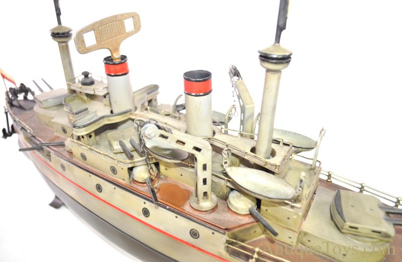 Fleischmann-Carette Hand Painted Tin Windup Battleship German Boat <FONT COLOR="ff000 ">*SOLD*</font> - Image 4