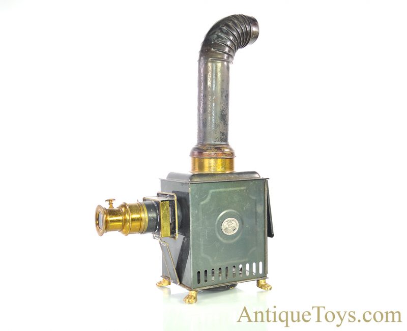 Ernst Plank “Lanterna Magica” #1518 Gloria Nr. German Tin Oil Lamp Magic Lantern Projector with 12 Slides & Wooden Box, Plus Extra Box of 11”x 3.5” Glass Slides <FONT COLOR="ff000 ">*SOLD*</font> - Image 2