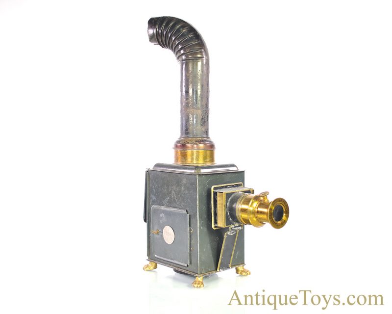 Ernst Plank “Lanterna Magica” #1518 Gloria Nr. German Tin Oil Lamp Magic Lantern Projector with 12 Slides & Wooden Box, Plus Extra Box of 11”x 3.5” Glass Slides <FONT COLOR="ff000 ">*SOLD*</font> - Image 3
