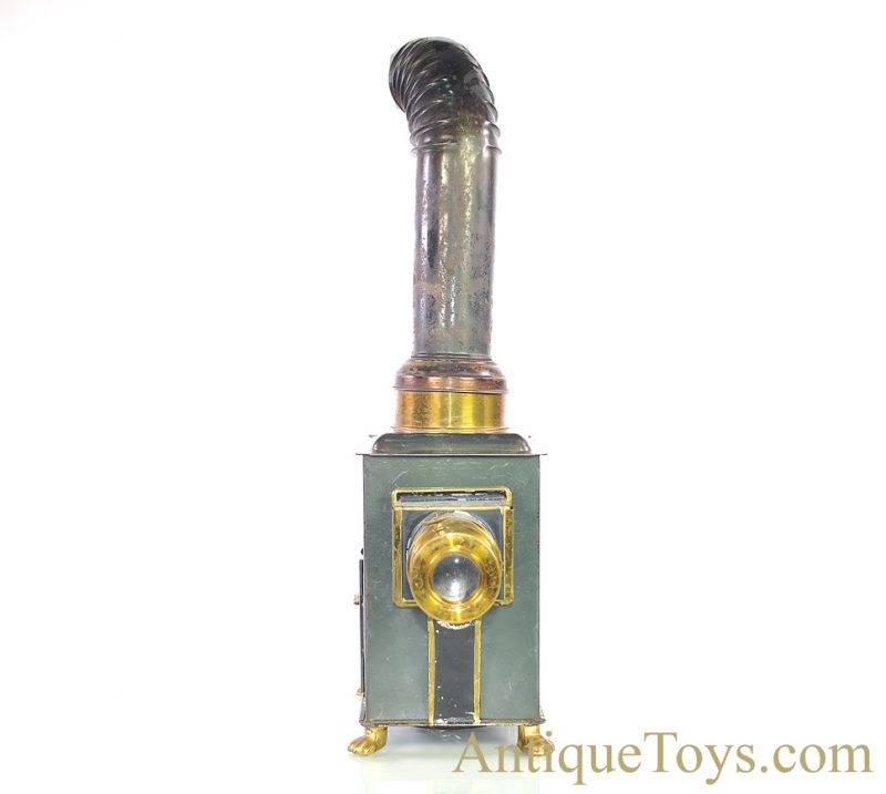 Ernst Plank “Lanterna Magica” #1518 Gloria Nr. German Tin Oil Lamp Magic Lantern Projector with 12 Slides & Wooden Box, Plus Extra Box of 11”x 3.5” Glass Slides <FONT COLOR="ff000 ">*SOLD*</font> - Image 4