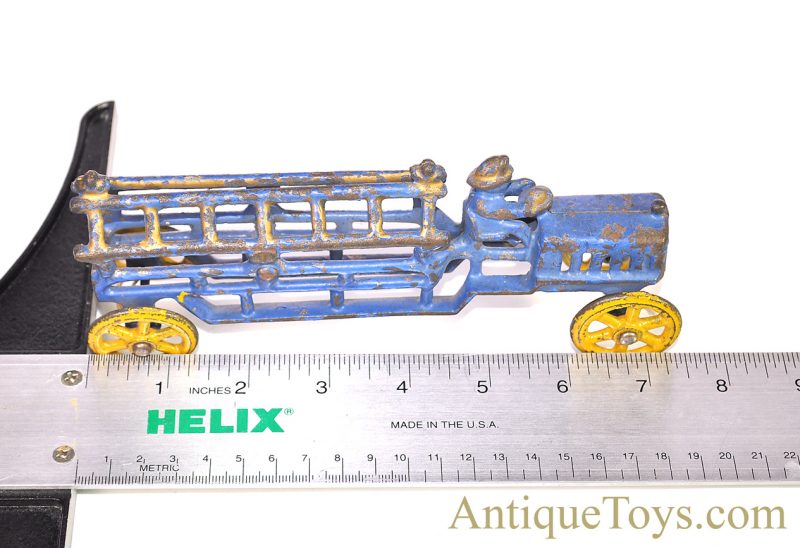 Dent Unusual Blue, Yellow & Gold Cast Iron Fire Ladder Truck for Sale <FONT COLOR="ff000 ">*SOLD*</font> - Image 8