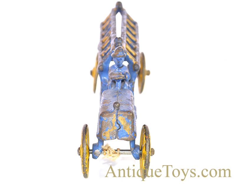 Dent Unusual Blue, Yellow & Gold Cast Iron Fire Ladder Truck for Sale <FONT COLOR="ff000 ">*SOLD*</font> - Image 4