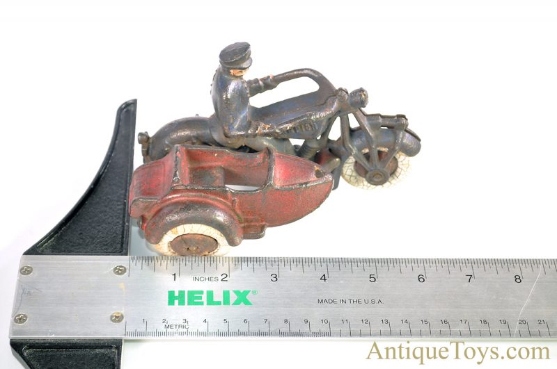 Champion Hardware Co. ca. 1930’s Cast Iron Motorcycle Cop with Sidecar <FONT COLOR="ff000 ">*SOLD*</font> - Image 10