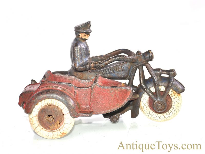 Champion Hardware Co. ca. 1930’s Cast Iron Motorcycle Cop with Sidecar <FONT COLOR="ff000 ">*SOLD*</font> - Image 8
