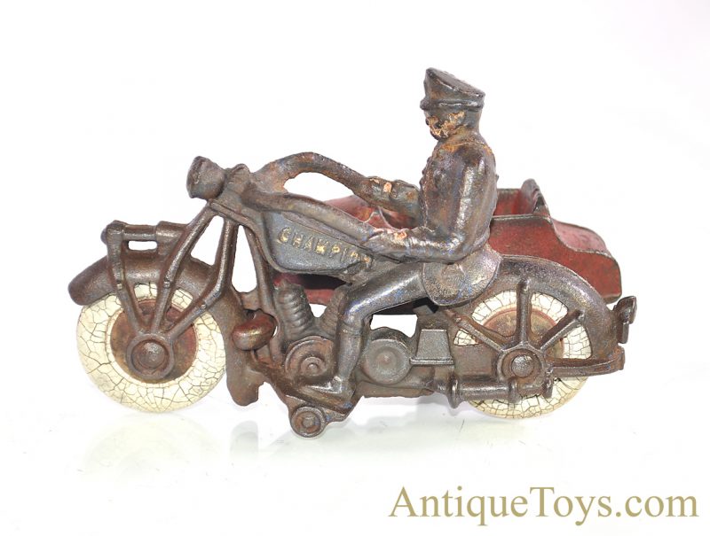 Champion Hardware Co. ca. 1930’s Cast Iron Motorcycle Cop with Sidecar <FONT COLOR="ff000 ">*SOLD*</font> - Image 2