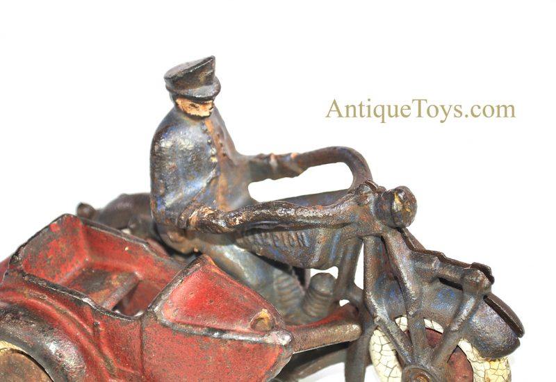 Champion Hardware Co. ca. 1930’s Cast Iron Motorcycle Cop with Sidecar <FONT COLOR="ff000 ">*SOLD*</font> - Image 6