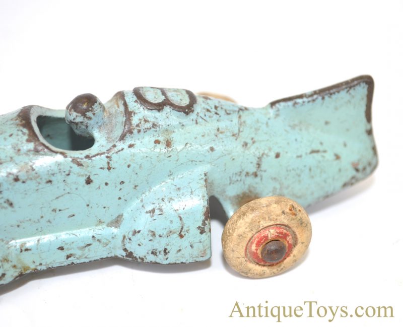 Arcade Sky Blue Cast Iron Race Car #8 <FONT COLOR="ff000 ">*SOLD*</font> - Image 7