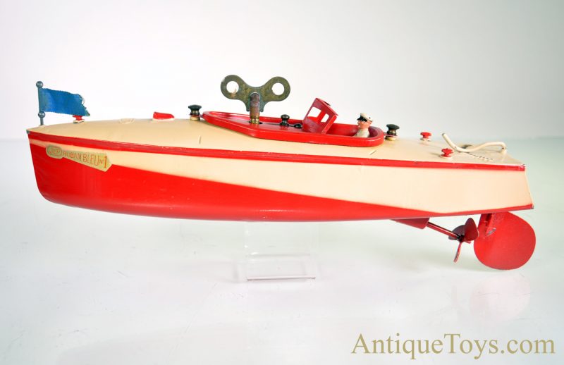 Jouets de Paris JEP "Ruban Bleu No. 1" 915-1 Tin Hand Painted Mechanical French Windup Speed Boat with Box <FONT COLOR="ff000 ">*SOLD*</font> - Image 3