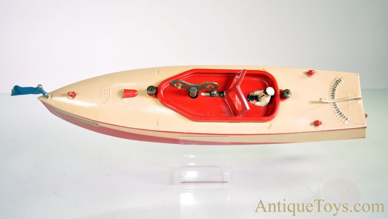 Jouets de Paris JEP "Ruban Bleu No. 1" 915-1 Tin Hand Painted Mechanical French Windup Speed Boat with Box <FONT COLOR="ff000 ">*SOLD*</font> - Image 5