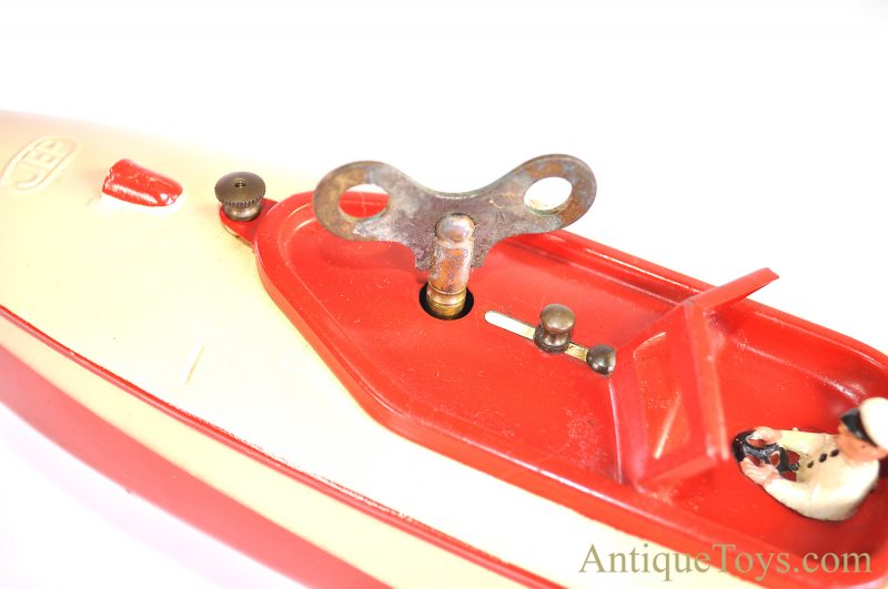 Jouets de Paris JEP "Ruban Bleu No. 1" 915-1 Tin Hand Painted Mechanical French Windup Speed Boat with Box <FONT COLOR="ff000 ">*SOLD*</font> - Image 10