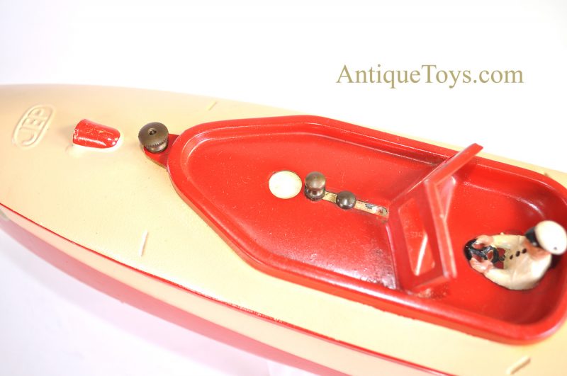 Jouets de Paris JEP "Ruban Bleu No. 1" 915-1 Tin Hand Painted Mechanical French Windup Speed Boat with Box <FONT COLOR="ff000 ">*SOLD*</font> - Image 11