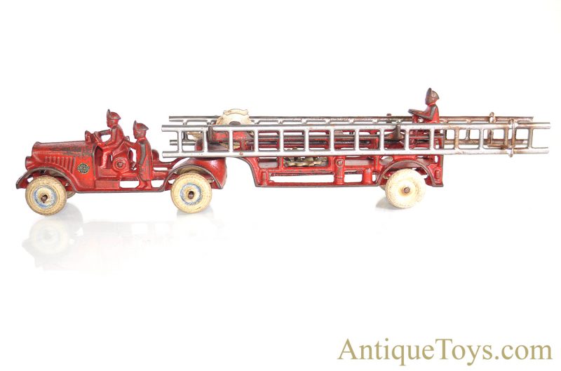 Arcade Rare Large Red Cast Iron Tandem Fire Engine Ladder Truck #1947 <FONT COLOR="ff000 ">*SOLD*</font> - Image 2