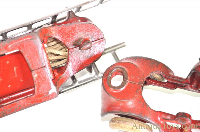 Arcade Rare Large Red Cast Iron Tandem Fire Engine Ladder Truck #1947 <FONT COLOR="ff000 ">*SOLD*</font> - Image 8