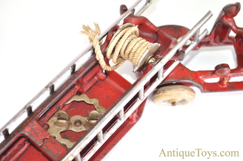 Arcade Rare Large Red Cast Iron Tandem Fire Engine Ladder Truck #1947 <FONT COLOR="ff000 ">*SOLD*</font> - Image 9