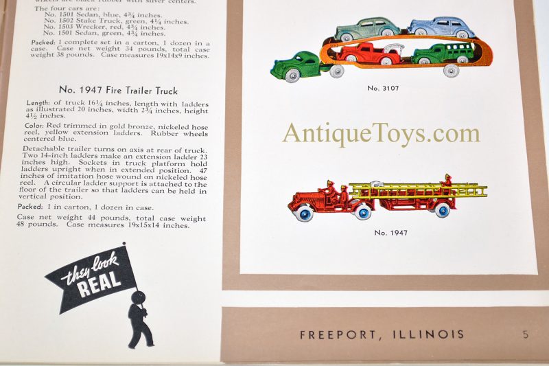 Arcade Rare Large Red Cast Iron Tandem Fire Engine Ladder Truck #1947 <FONT COLOR="ff000 ">*SOLD*</font> - Image 13