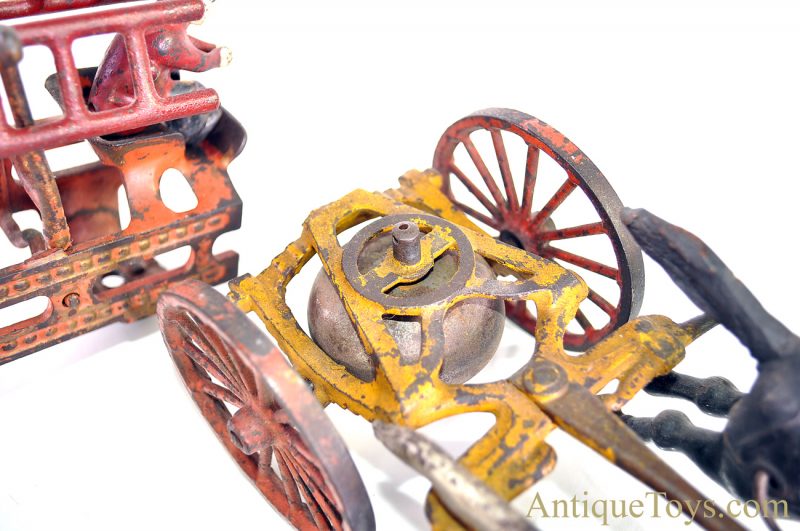 Hubley Rare ca. 1898 Deluxe Large Cast Iron Horse Drawn Tandem Fire Engine Ladder Truck <FONT COLOR="ff000 ">*SOLD*</font> - Image 11