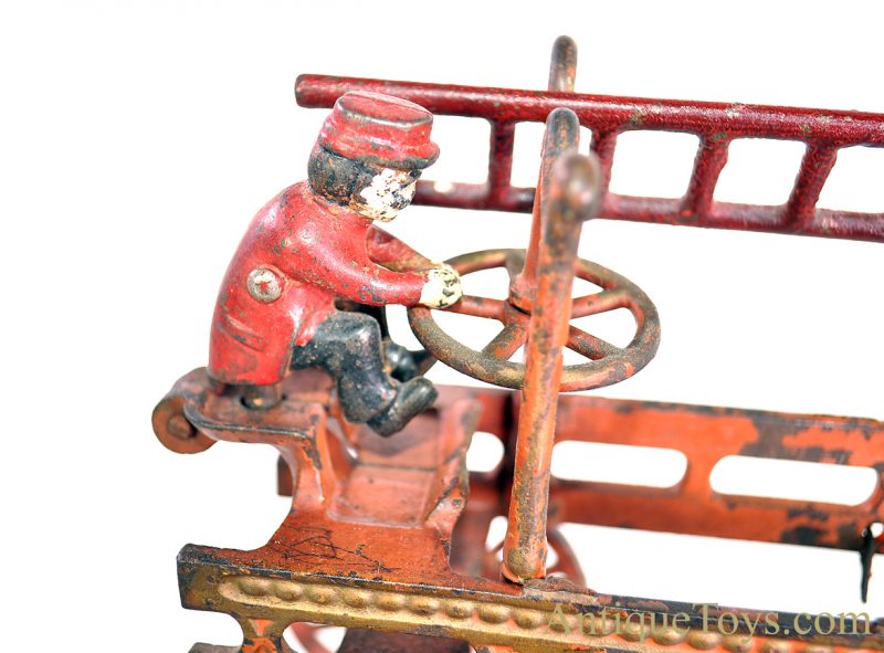 Hubley Rare ca. 1898 Deluxe Large Cast Iron Horse Drawn Tandem Fire Engine Ladder Truck <FONT COLOR="ff000 ">*SOLD*</font> - Image 6