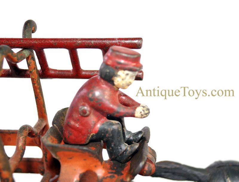 Hubley Rare ca. 1898 Deluxe Large Cast Iron Horse Drawn Tandem Fire Engine Ladder Truck <FONT COLOR="ff000 ">*SOLD*</font> - Image 7