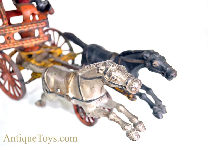 Hubley Rare ca. 1898 Deluxe Large Cast Iron Horse Drawn Tandem Fire Engine Ladder Truck <FONT COLOR="ff000 ">*SOLD*</font> - Image 8
