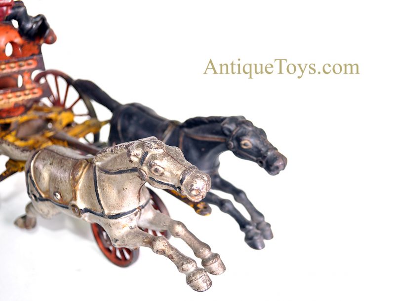 Hubley Rare ca. 1898 Deluxe Large Cast Iron Horse Drawn Tandem Fire Engine Ladder Truck <FONT COLOR="ff000 ">*SOLD*</font> - Image 9