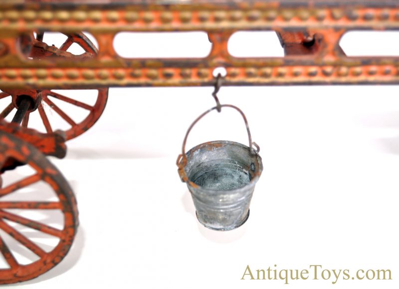 Hubley Rare ca. 1898 Deluxe Large Cast Iron Horse Drawn Tandem Fire Engine Ladder Truck <FONT COLOR="ff000 ">*SOLD*</font> - Image 10