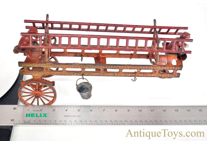 Hubley Rare ca. 1898 Deluxe Large Cast Iron Horse Drawn Tandem Fire Engine Ladder Truck <FONT COLOR="ff000 ">*SOLD*</font> - Image 15