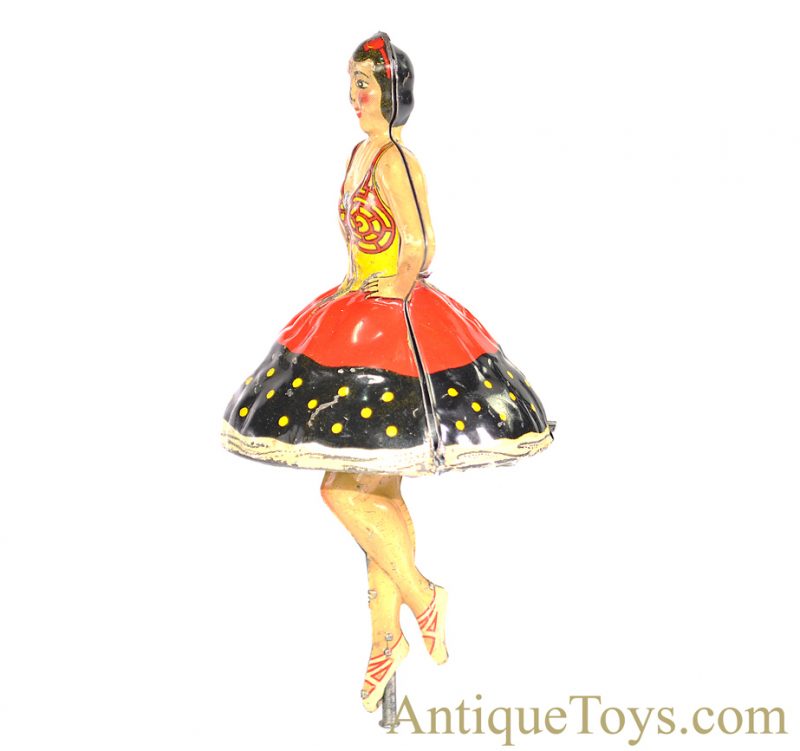 Marx Lithographed Tin Spinning Top “Ballet Dancer” Gyroscopic Ballerina Set <FONT COLOR="ff000 ">*SOLD*</font> - Image 4