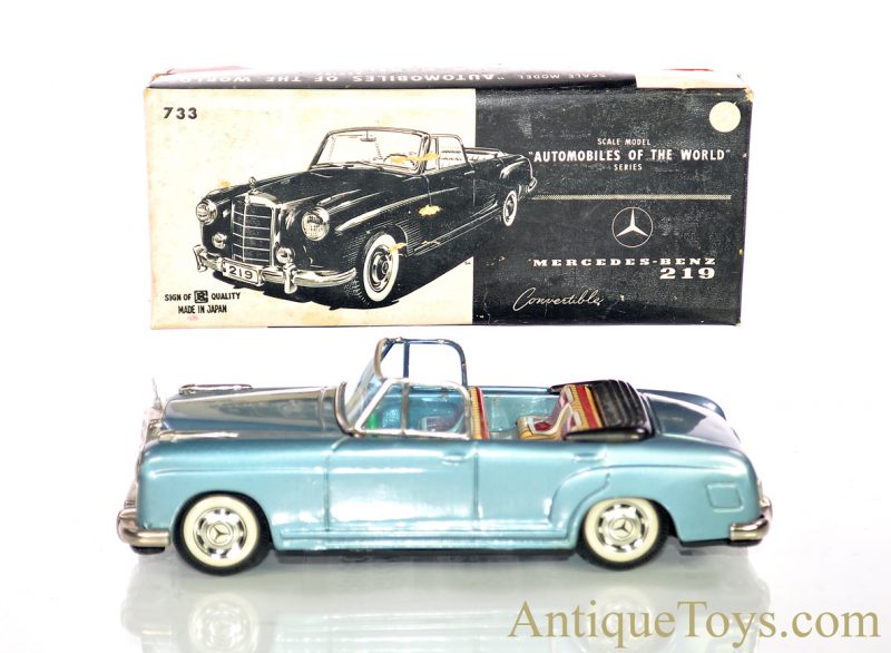 Bandai Mercedes-Benz 219 Convertible Automobiles of the World Series #733 Tin Lithographed Friction Japan Scale Model w/Box <FONT COLOR="ff000 ">*SOLD*</font>