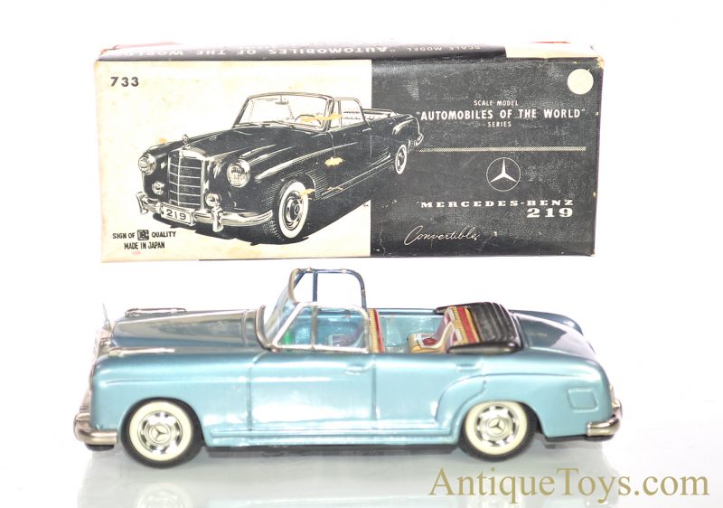 Bandai Mercedes-Benz 219 Convertible Automobiles of the World Series #733 Tin Lithographed Friction Japan Scale Model w/Box <FONT COLOR="ff000 ">*SOLD*</font> - Image 2