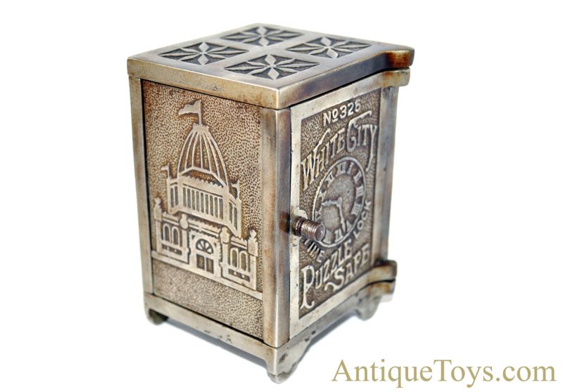 Nicol & Co. ca. 1893 White City Time Lock Puzzle Safe No. 326 Chicago World's Fair Cast Iron Still Penny Coin Bank <FONT COLOR="ff000 ">*SOLD*</font> - Image 11