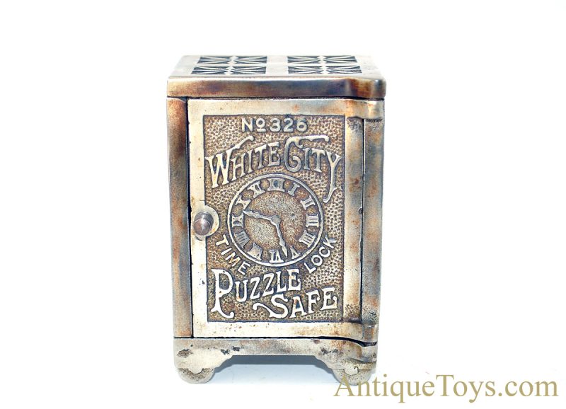 Nicol & Co. ca. 1893 White City Time Lock Puzzle Safe No. 326 Chicago World's Fair Cast Iron Still Penny Coin Bank <FONT COLOR="ff000 ">*SOLD*</font> - Image 8