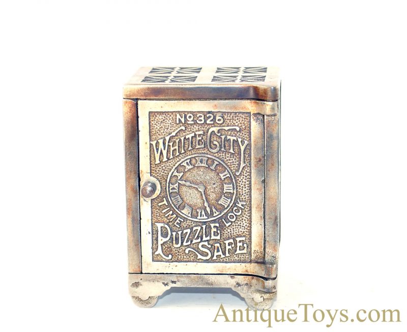 Nicol & Co. ca. 1893 White City Time Lock Puzzle Safe No. 326 Chicago World's Fair Cast Iron Still Penny Coin Bank <FONT COLOR="ff000 ">*SOLD*</font> - Image 3