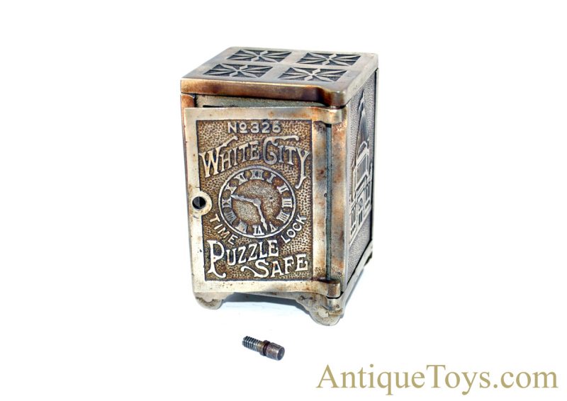 Nicol & Co. ca. 1893 White City Time Lock Puzzle Safe No. 326 Chicago World's Fair Cast Iron Still Penny Coin Bank <FONT COLOR="ff000 ">*SOLD*</font> - Image 9
