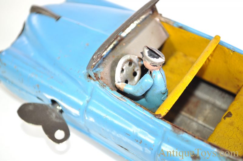 Eastern European, Soviet or Japanese Unknown ca. 1956 Blue Tin Windup MM-19-56 Convertible Car for Sale - Image 9
