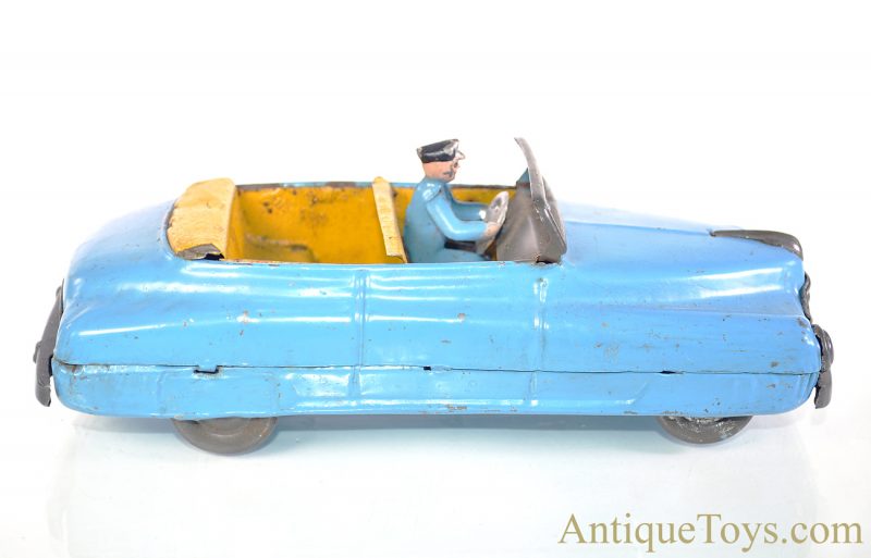 Eastern European, Soviet or Japanese Unknown ca. 1956 Blue Tin Windup MM-19-56 Convertible Car for Sale
