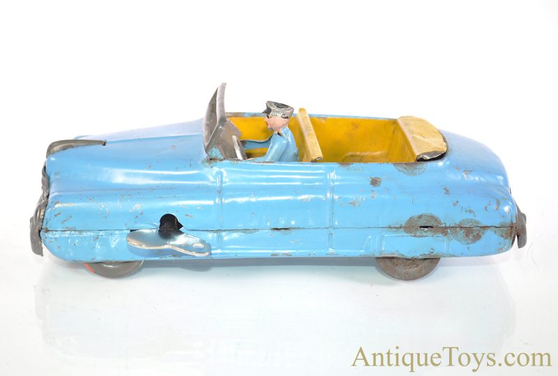 Eastern European, Soviet or Japanese Unknown ca. 1956 Blue Tin Windup MM-19-56 Convertible Car for Sale - Image 2