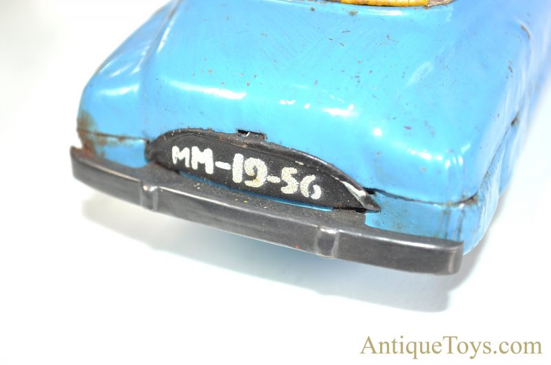 Eastern European, Soviet or Japanese Unknown ca. 1956 Blue Tin Windup MM-19-56 Convertible Car for Sale - Image 7