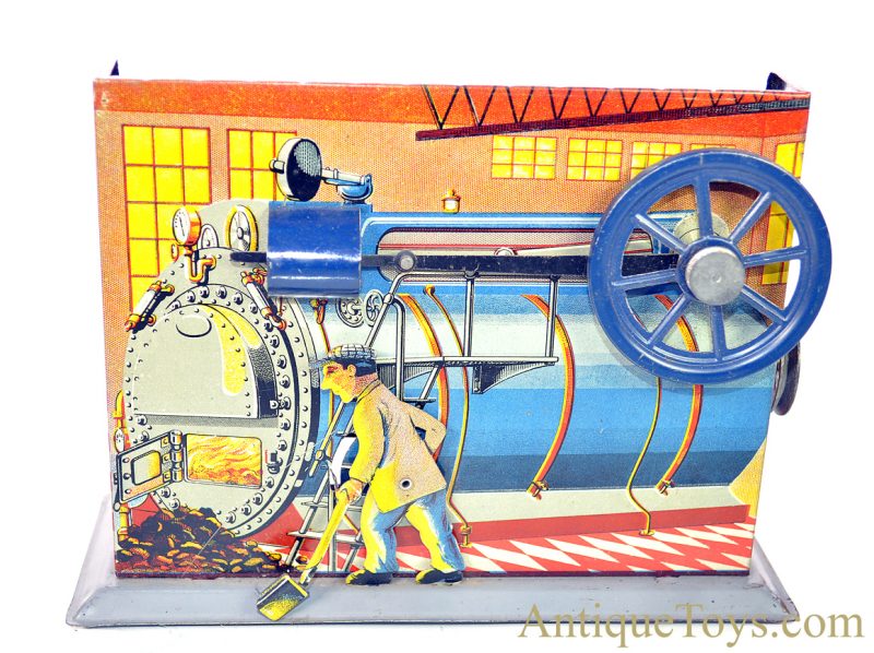 Fleischmann or Fischer Tin Lithographed Coal Stoker Firemen German Steam Toy Accessory Hirschberg Collection for Sale