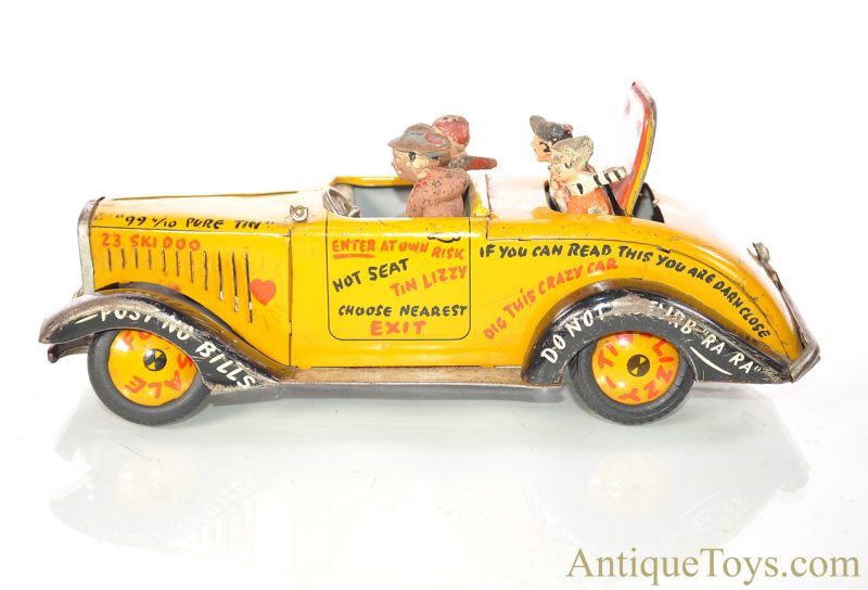 Arnold ca. 1950’s TL-1920 Hochzeitsauto “Tin Lizzy” Tin Lithographed Old Jalopy Car with Figures for Parts for Sale - Image 2