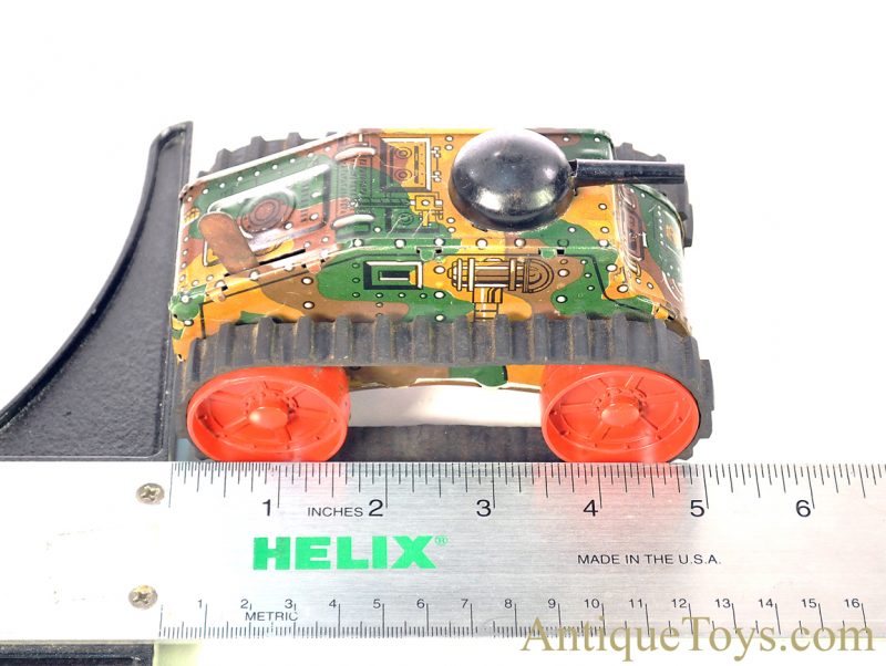 Marx ca. 1950’s Lithographed Tin Clockwork Windup Rubber Tread #5 “Midget Climbing Fighting Tank” with Box <FONT COLOR="ff000 ">*SOLD*</font> - Image 12
