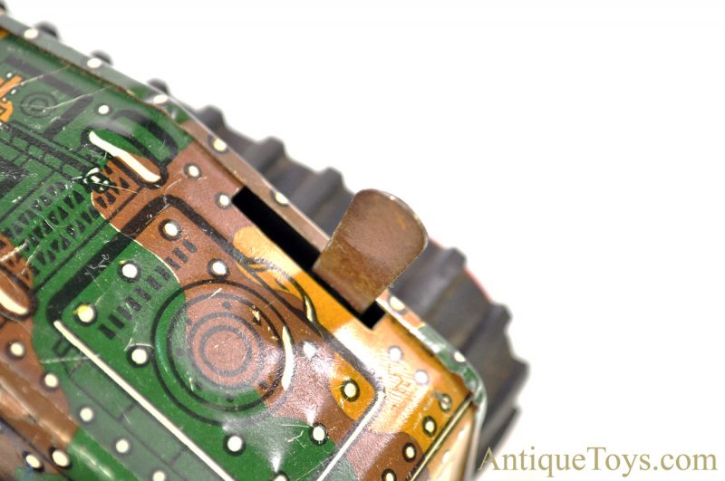 Marx ca. 1950’s Lithographed Tin Clockwork Windup Rubber Tread #5 “Midget Climbing Fighting Tank” <FONT COLOR="ff000 ">*SOLD*</font> - Image 6