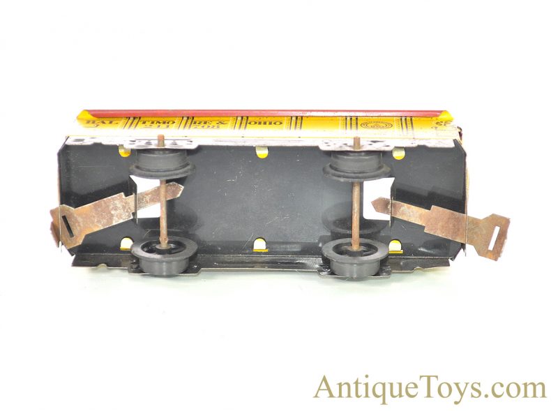 Marx O-Gauge 7pc. Tin Lithographed Train Set #4000 Seaboard Clockwork & Dummy A-Unit Diesel Locomotive with #956 Caboose, B&O Coal, Flat & Sinclair Tank Cars & Illinois Central Trestle Bridge for Sale - Image 24