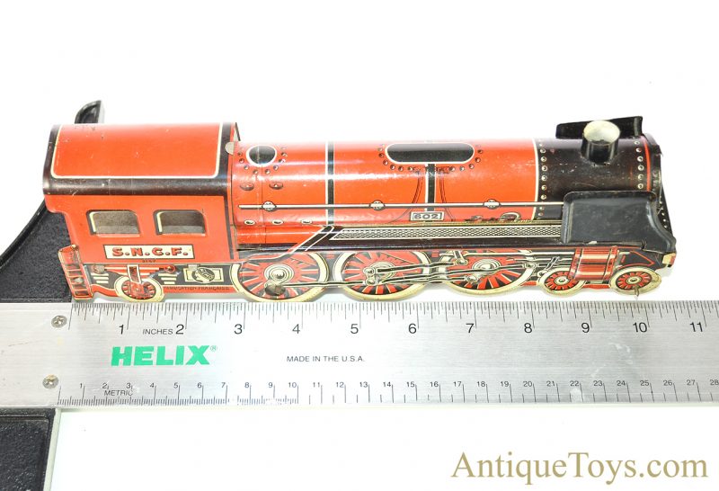 Memo Rare S.N.C.F Pacific Type 602 Steam Locomotive French Tin Lithographed Windup Toy Train for Sale - Image 8