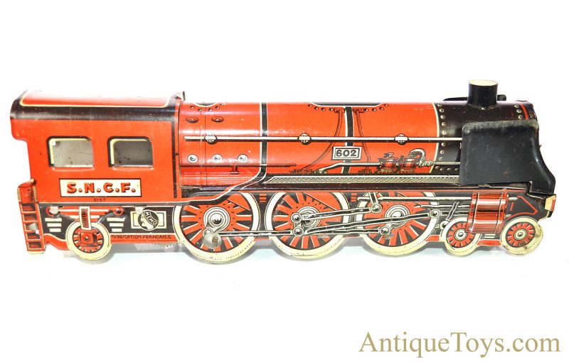 Memo Rare S.N.C.F Pacific Type 602 Steam Locomotive French Tin Lithographed Windup Toy Train for Sale