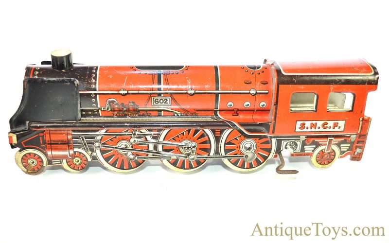 Memo Rare S.N.C.F Pacific Type 602 Steam Locomotive French Tin Lithographed Windup Toy Train for Sale - Image 2
