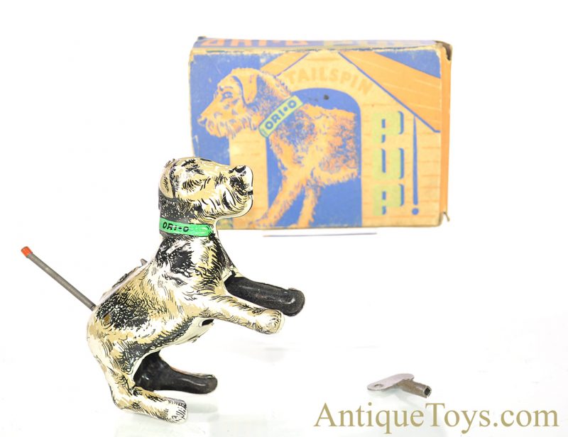 Orianna Metal Products, Inc. "Ori-O Tailspin Pup" Tin Windup Dog with Box <FONT COLOR="ff000 ">*SOLD*</font>
